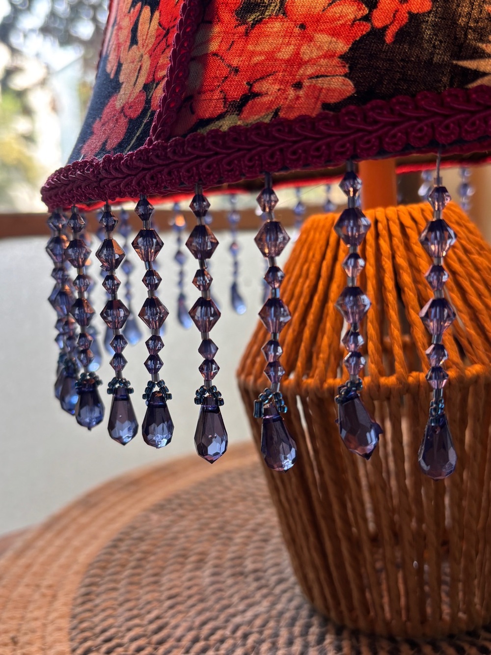 Pink Floral & Navy Beaded Lampshade! - Picture 4 of 5
